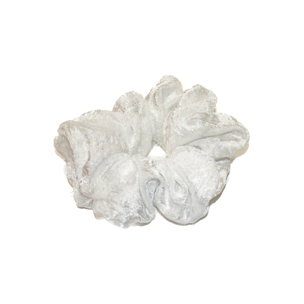 XL White Crushed Velvet Scrunchie